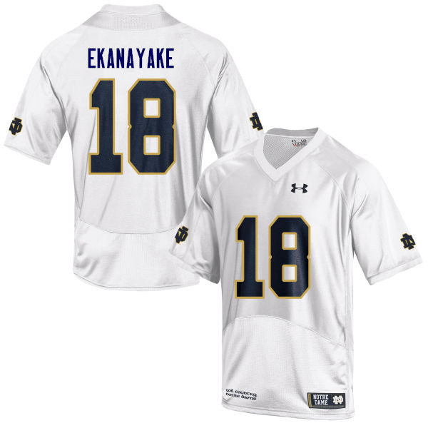 Men's NCAA Notre Dame Fighting Irish #18 Cameron Ekanayake Stitched College Under Armour Authentic White Football Jersey TC10B03SL